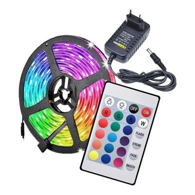 Fita Led Rgb Rolo 5m 300 Leds + Controle + Fonte
