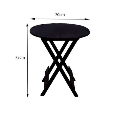 Kit 3 Mesas Redondas Dobráveis Em Madeira Maciça 70X70 Preto Ideal Para Bares E Restaurantes