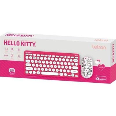 Kit Teclado E Mouse Sem Fio Letron Hello Kitty Rosa