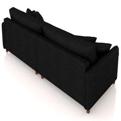 Sofá 2 Lugares Living 172cm Pé Madeira Zoe Sintético Preto Z08 - Mpozenato