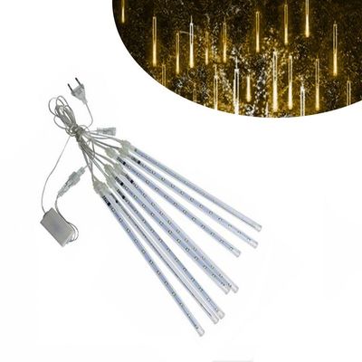 8 Tubos De Luz Led De 50cm Em Cascata De Iluminação Efeito Gelo Chuva Natal Branco Quente
