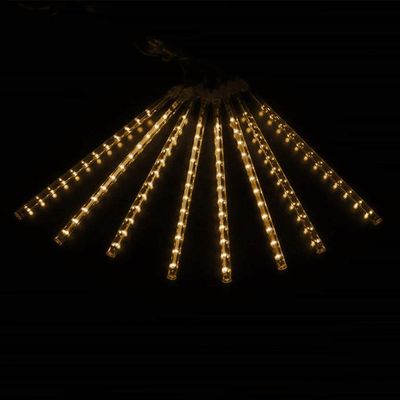 8 Tubos De Luz Led De 50cm Em Cascata De Iluminação Efeito Gelo Chuva Natal Branco Quente