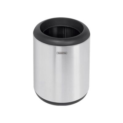 Lixeira Inox Tramontina Cápsula com Acabamento Scotch Brite e Aro e Base em Polipropileno 7 L