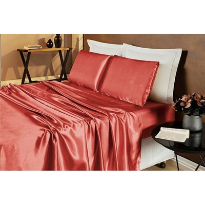 Jogo De Cama Lençol Cetim Casal Romantic 04 Peças - Telha