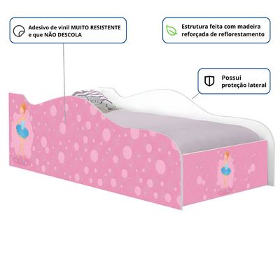 Mini Cama Infantil 157,5x72,5cm com Proteção Lateral Personagens Bailarina K02 - D'Rossi