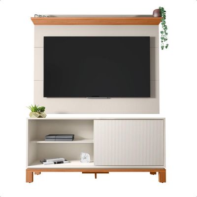 Bancada Rack Com Painel Para Tv Até 45 Polegadas Jace Bege