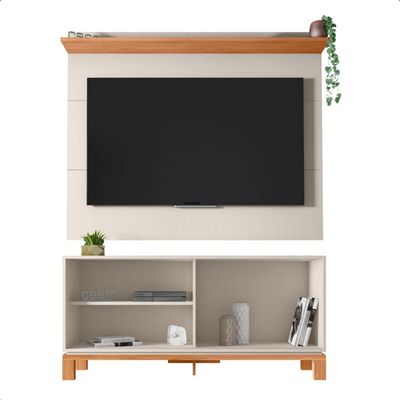 Bancada Rack Com Painel Para Tv Até 45 Polegadas Jace Bege