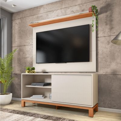 Bancada Rack Com Painel Para Tv Até 45 Polegadas Jace Bege