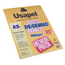 Bloco de Desenho Usapel A3 com 20 Folhas Branco 297x420mm 140g
