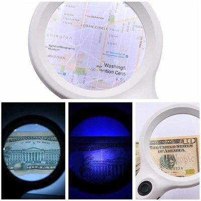 Lupa Com 8 Leds E Luz Violeta 3x E 10x Cabo Ergonômico