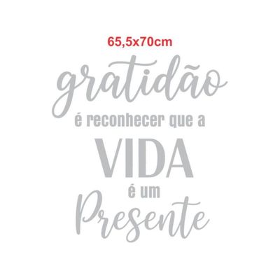 Adesivo Parede Gratidão Vida Presente Decorativo 65x70cm Branco Cor Branco