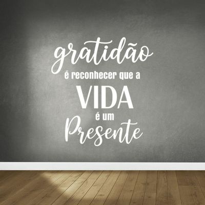 Adesivo Parede Gratidão Vida Presente Decorativo 65x70cm Branco Cor Branco