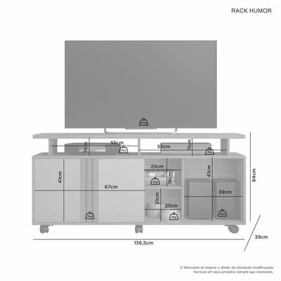 Rack Para Tv Até 58 Polegadas Humor Jcm Móveis Cinamomo/off White