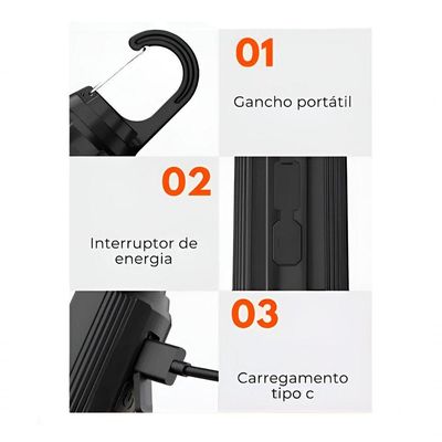 Luminária Led Para Acampamento Recarregável Portátil