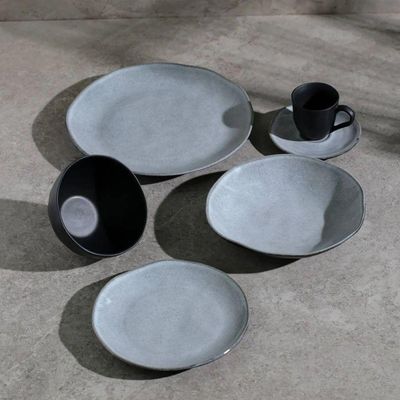 Conjunto De Pratos Rasos 06 Peças Orgânico Concreto Porto Brasil