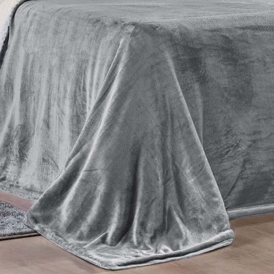 Cobertor Fênix King Sherpa Pele de Carneiro + Mantinha Flannel 1 Peça - Cinza