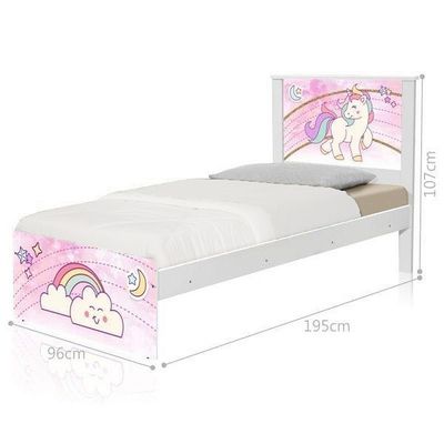 Cama Solteiro Infantil 195x96cm para Quarto Personagens Unicórnio K02 - D'Rossi