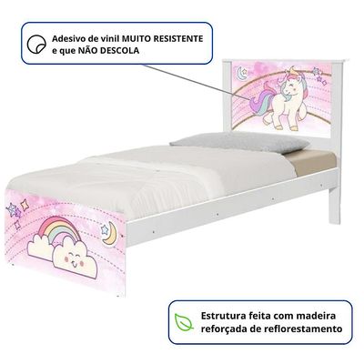Cama Solteiro Infantil 195x96cm para Quarto Personagens Unicórnio K02 - D'Rossi