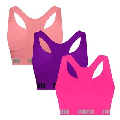 Kit 3 Tops Puma Nadador Sem Costura Feminino M / Roxo/Rosa