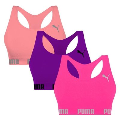 Kit 3 Tops Puma Nadador Sem Costura Feminino M / Roxo/Rosa