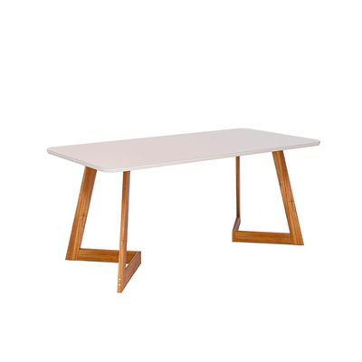 Conjunto de Mesa Retangular com Tampo de Vidro Caju e 6 Cadeiras Palmas Linho Marrom e Cinamomo