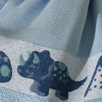 Kit ( 3 ) Toalha de Banho KazzaVip Infantil 100% Algodão Jacquard Barra para Bordar Funny Azul