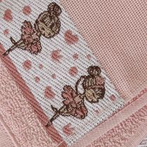 Toalha de Banho KazzaVip Infantil 100% Algodão Jacquard Barra para Bordar Funny Rosa