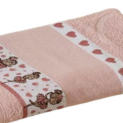 Toalha de Banho KazzaVip Infantil 100% Algodão Jacquard Barra para Bordar Funny Rosa
