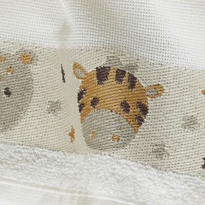 Kit ( 2 ) Toalha de Banho KazzaVip Infantil 100% Algodão Jacquard Barra para Bordar Funny Branco Off-White