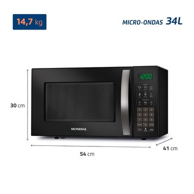 Micro-Ondas, Mondial, Preto, 1400W, 110V - MO-02-34-B