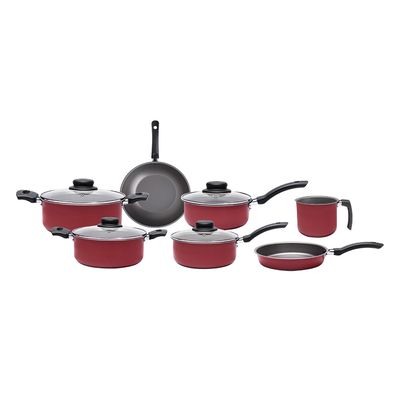 Conjunto de Panelas Antiaderente Brinox Ruby Vermelho 7 Peças