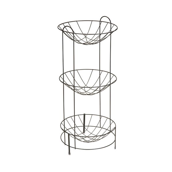 Fruteira de Chão Tripla Arthi Black em Aço Cromado Preta Fruteira de Chão Tripla Arthi Black em Aço Cromado Preta