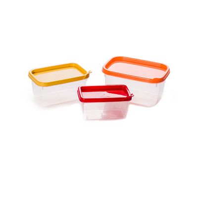 Conjunto de Potes Plásticos Plasútil Conect Retangular com 3 Peças 180ml, 370ml, 600ml
