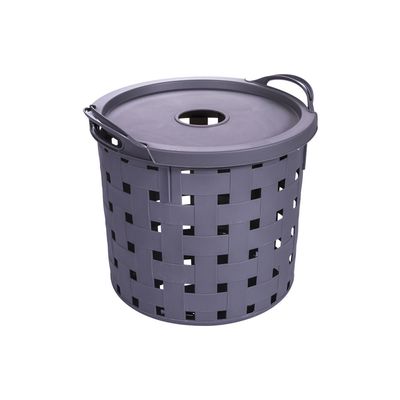 Cesto de Roupa Plasútil Redondo Baixo Fita Cinza 19L
