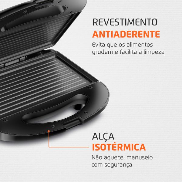 Sanduicheira e Grill Mondial Master S-20 Preto/Inox - 750W 220V