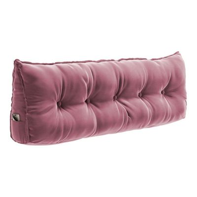 Almofada Para Cabeceira Encosto Apoio Lombar Spot 195cm Com Porta Celular Veludo - Abmaza Cor Rosa