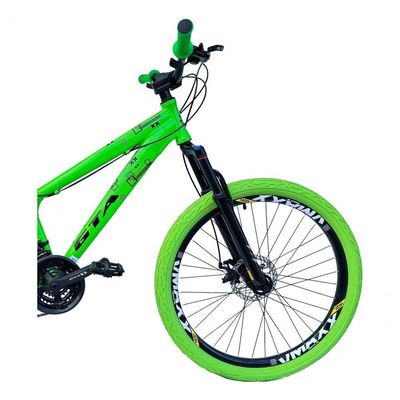 Bicicleta Aro 26 Gta Rebel Freeride Downhill 21v Rodas Vmaxx Dh Freio A Disco Pneu Flame Verde