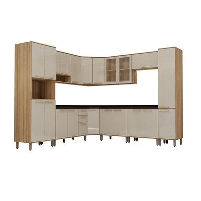 Cozinha Modulada Completa De Canto 10 Peças Com Tampos E Sem Avelã/mocca Laca