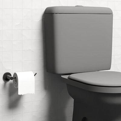 Porta Papel Higiênico Para Banheiro Preto Fosco Atenas Grego Metal
