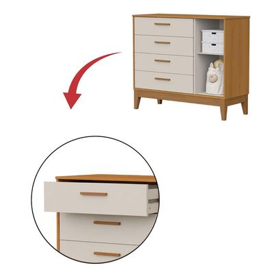 Comoda Sapateira Flip 1 Porta 4 Gaveta Areia Com Savana