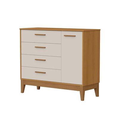 Comoda Sapateira Flip 1 Porta 4 Gaveta Areia Com Savana