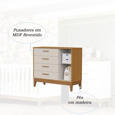 Comoda Sapateira Flip 1 Porta 4 Gaveta Areia Com Savana