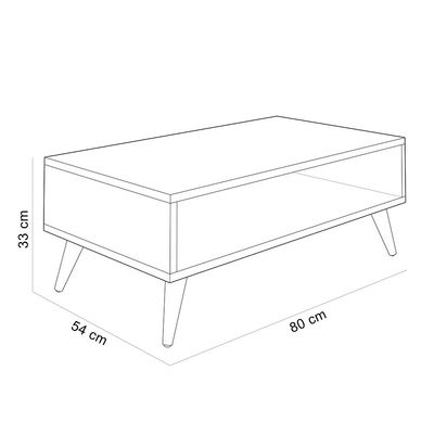 Mesa de Centro Para Sala de Estar Pés Palito Cannes L03 Preto - Lyam Decor