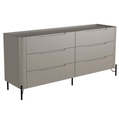 Cômoda Para Quarto Closet Orgânica 6 Gavetas Pés Industrial Preto Bliss I03 Grigio - Lyam Decor
