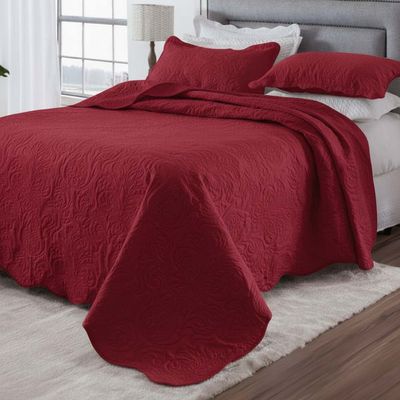 Kit Cobre Leito Colcha Basic King 3 Peças Dupla Face Liso Classic - Terracota - 100% Poliéster