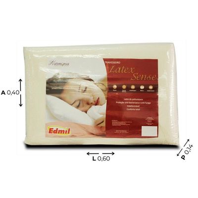 Travesseiro 60Cm X 40Cm Latex Sense Gi Bege
