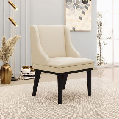 Kit 3 Cadeiras Decorativas Sala de Jantar Base Fixa de Madeira Firenze PU Bege/Preto G19 - Gran Belo