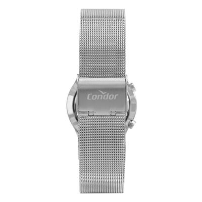 Relógio Condor Feminino Ref: Comd26aaf/4k Led Espelhado Mesh Prateado