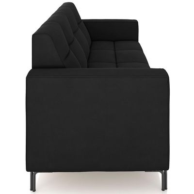 Sofá 3 Lugares Sala Living Industrial 200cm Senna K01 Veludo Preto - Lyam Decor