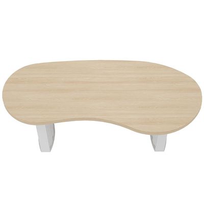 Mesa Para Escritório 200cm Tamburato Curves A02 Carvalho Branco - Lyam Decor